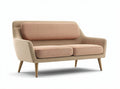 Divano moderno in tessuto beige e rosa con struttura in legno 195 x 80 x 85cm