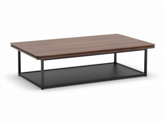 Tavolino da caffè in legno e metallo 120 x 80 x 40 cm colore noce