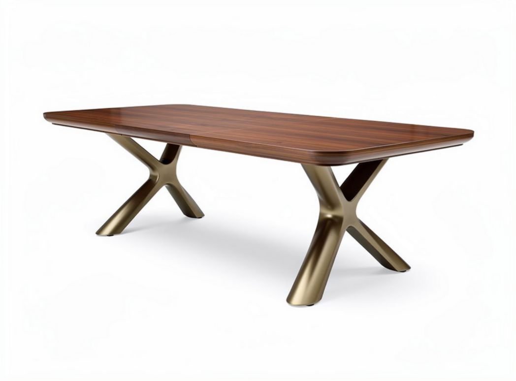 Tavolo da pranzo rettangolare in legno e metallo 200 x 100 x 75cm colore noce
