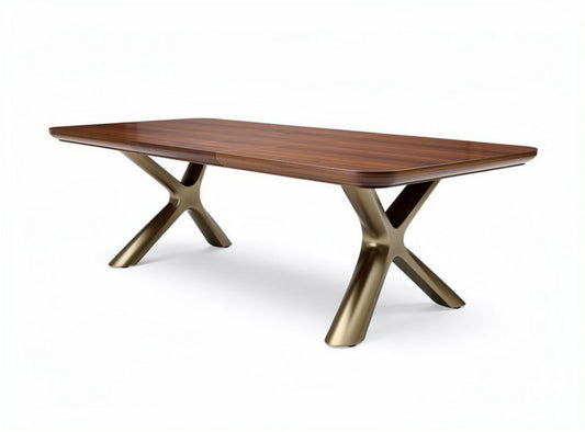 Tavolo da pranzo rettangolare in legno e metallo 200 x 100 x 75cm colore noce
