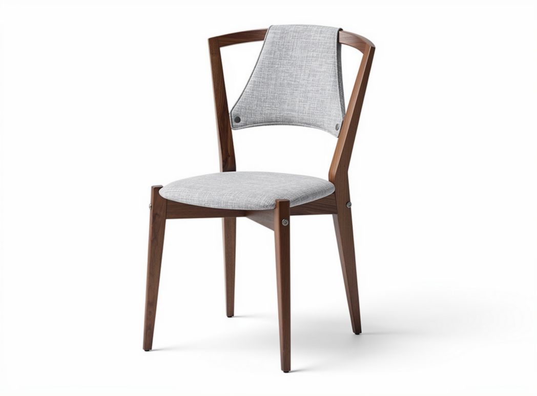 Sedia in legno con seduta imbottita in tessuto grigio dimensioni 45 x 45 x 85cm