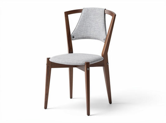 Sedia in legno con seduta imbottita in tessuto grigio dimensioni 45 x 45 x 85cm