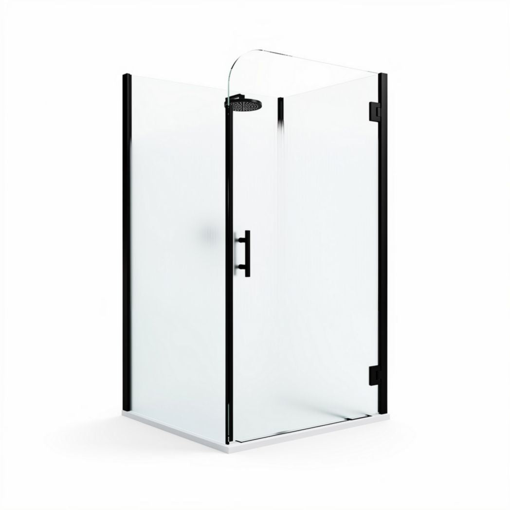 Box doccia in vetro temperato 80 x 80 x 200cm con profilo nero opaco