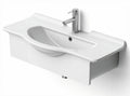 Lavabo da parete in ceramica bianca con miscelatore e design moderno 80 x 50 x 10cm