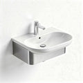 Lavabo sospeso in ceramica bianca con mobile in acciaio inox 60 x 40 x 15cm