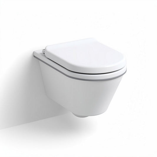 Vaso wc sospeso in ceramica bianca con coprivaso dimensioni 50 x 36 x 30cm
