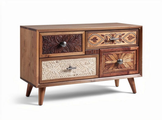 Mobiletto in legno con cassetti decorati dimensioni 90 x 40 x 70cm