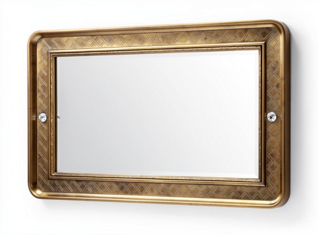 Specchio rettangolare con cornice dorata per arredamento interni 80 x 50 x 4cm
